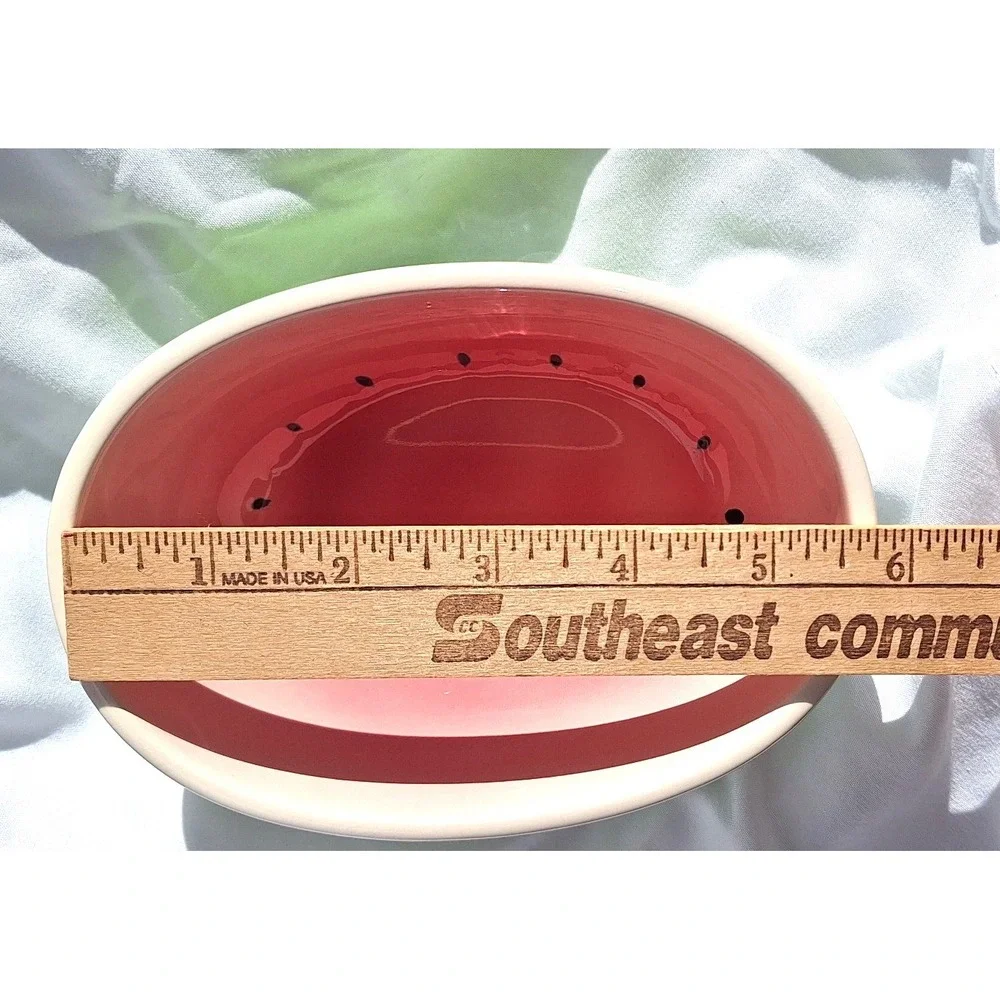 Vtg Pier One Japan Watermelon Ceramic Bowl Oval Pink Green Fruit Dish 550/5503